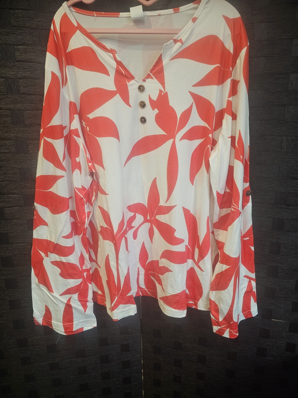 Women’s White and Red Floral Top